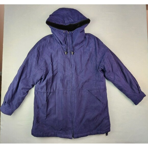 JNY Jones New York Jacket Lined w Hood Sz L Polyester Bust 44 Length 32 in - Picture 1 of 10